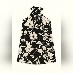 YY- Black and White Floral Halter Dress